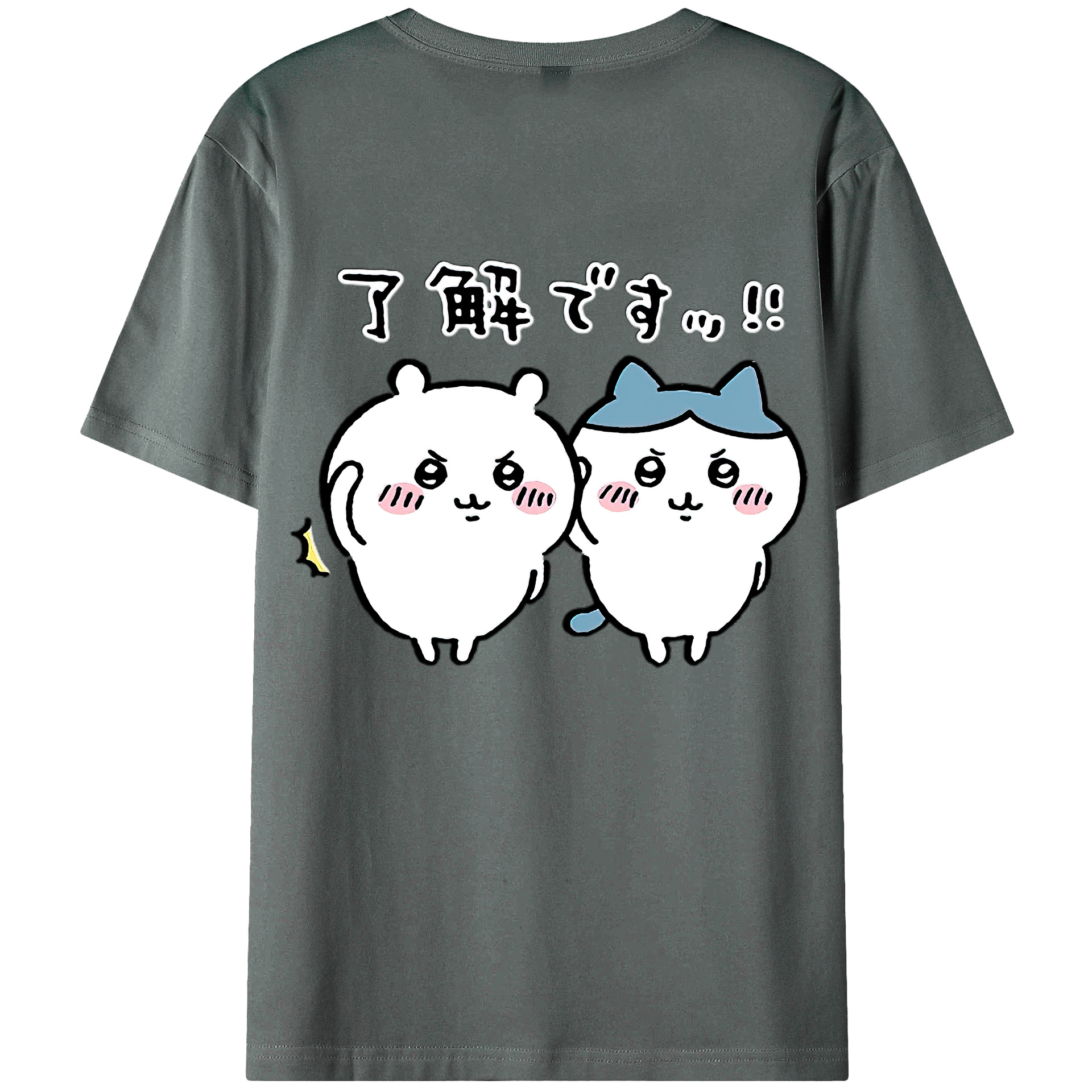 （画像用） ちいかわ ハチワレ Chii-kawa hachiware 綿100％ メンズ半袖Tシャツ（バックプリント） 通気性